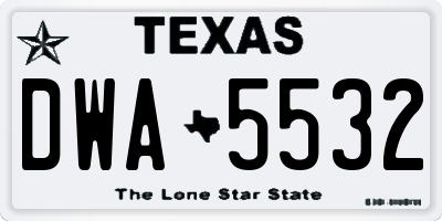 TX license plate DWA5532