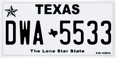 TX license plate DWA5533