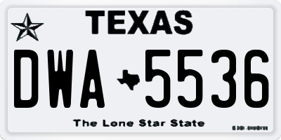 TX license plate DWA5536