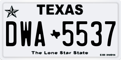 TX license plate DWA5537