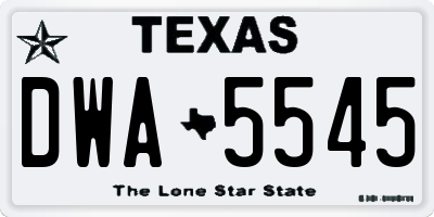 TX license plate DWA5545