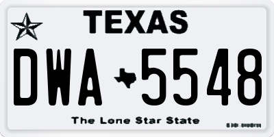TX license plate DWA5548
