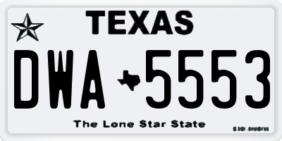TX license plate DWA5553