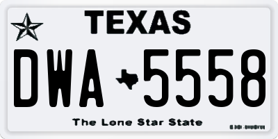 TX license plate DWA5558