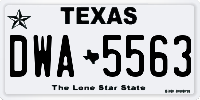 TX license plate DWA5563