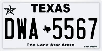 TX license plate DWA5567