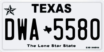 TX license plate DWA5580