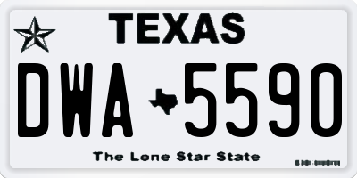 TX license plate DWA5590