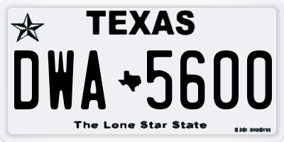 TX license plate DWA5600