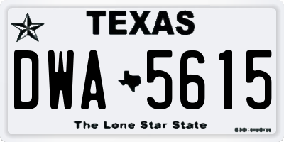 TX license plate DWA5615