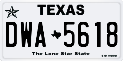 TX license plate DWA5618