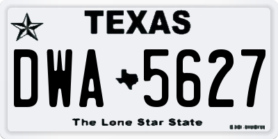 TX license plate DWA5627