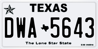 TX license plate DWA5643