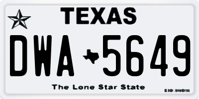 TX license plate DWA5649