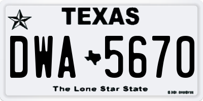TX license plate DWA5670