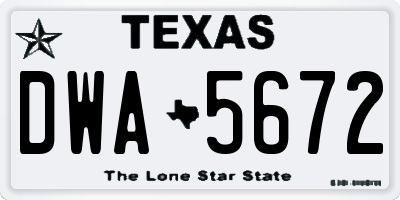 TX license plate DWA5672