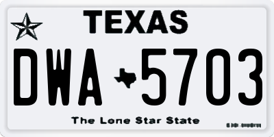 TX license plate DWA5703