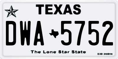 TX license plate DWA5752