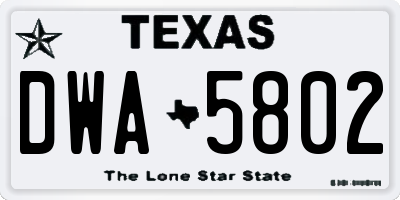 TX license plate DWA5802
