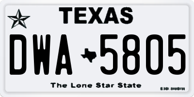 TX license plate DWA5805