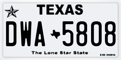 TX license plate DWA5808