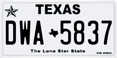 TX license plate DWA5837