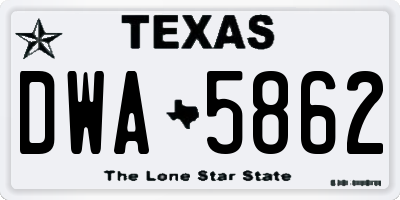 TX license plate DWA5862
