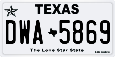 TX license plate DWA5869