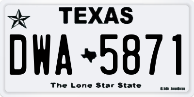 TX license plate DWA5871