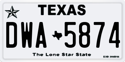 TX license plate DWA5874