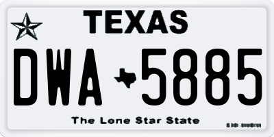 TX license plate DWA5885