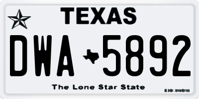 TX license plate DWA5892