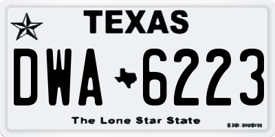 TX license plate DWA6223