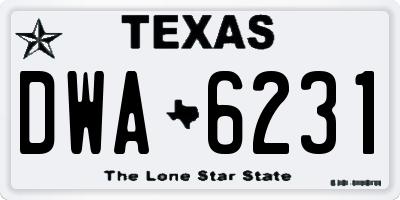 TX license plate DWA6231