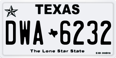 TX license plate DWA6232