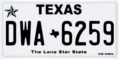 TX license plate DWA6259