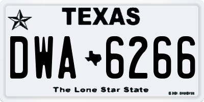 TX license plate DWA6266