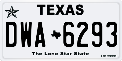 TX license plate DWA6293