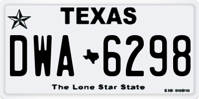 TX license plate DWA6298
