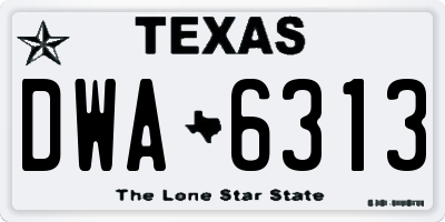 TX license plate DWA6313