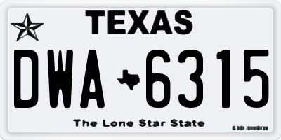 TX license plate DWA6315