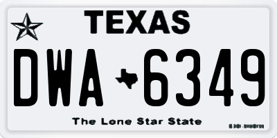 TX license plate DWA6349