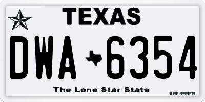TX license plate DWA6354