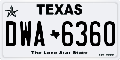 TX license plate DWA6360