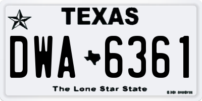 TX license plate DWA6361