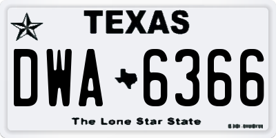 TX license plate DWA6366