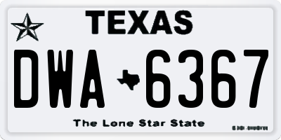 TX license plate DWA6367
