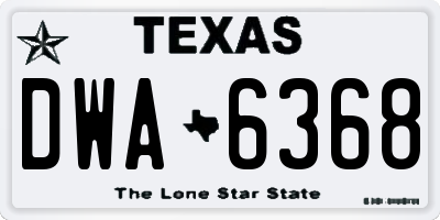 TX license plate DWA6368