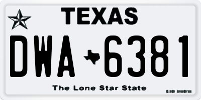 TX license plate DWA6381