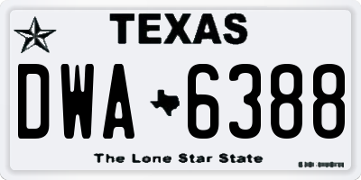 TX license plate DWA6388